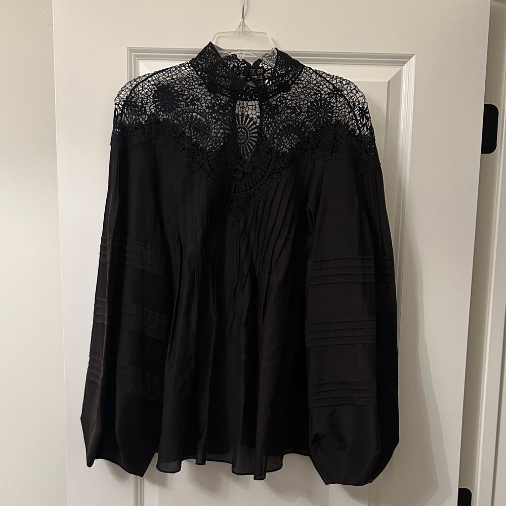 Kobi Halperin Black Lace Detail Blouse